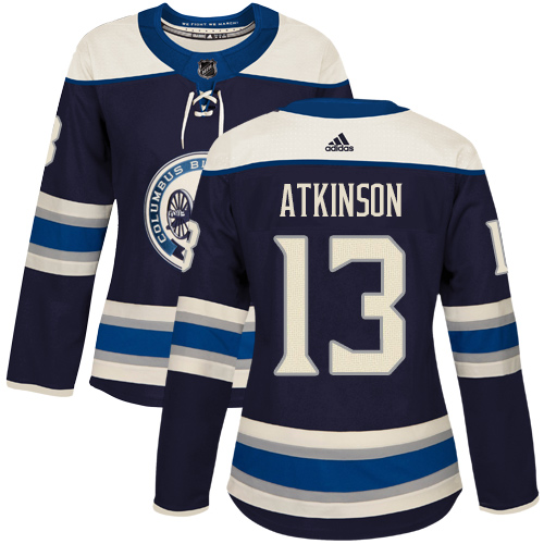 Adidas Blue Jackets #13 Cam Atkinson Navy Alternate Authentic Women's Stitched NHL Jersey